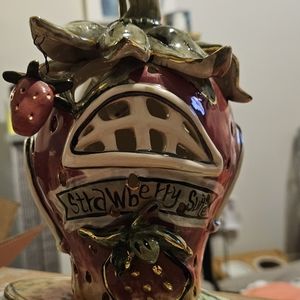 Blue sky clayworks strawberry tea light house